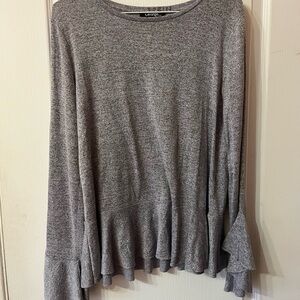 Selling grey, long sleeves shirt, frills at ends of sleeves and shirt